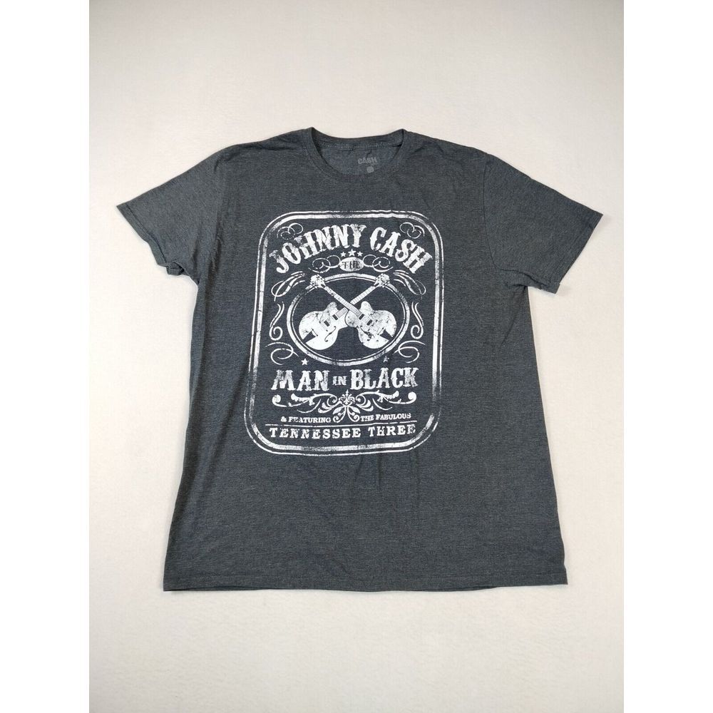 Johnny Cash The Man‎ In Black Men's T-Shirt Large Gray Graphic Short Sleeve